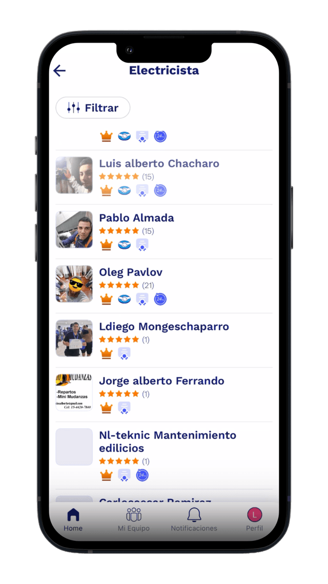 RecomenDatos – lista de electricistas